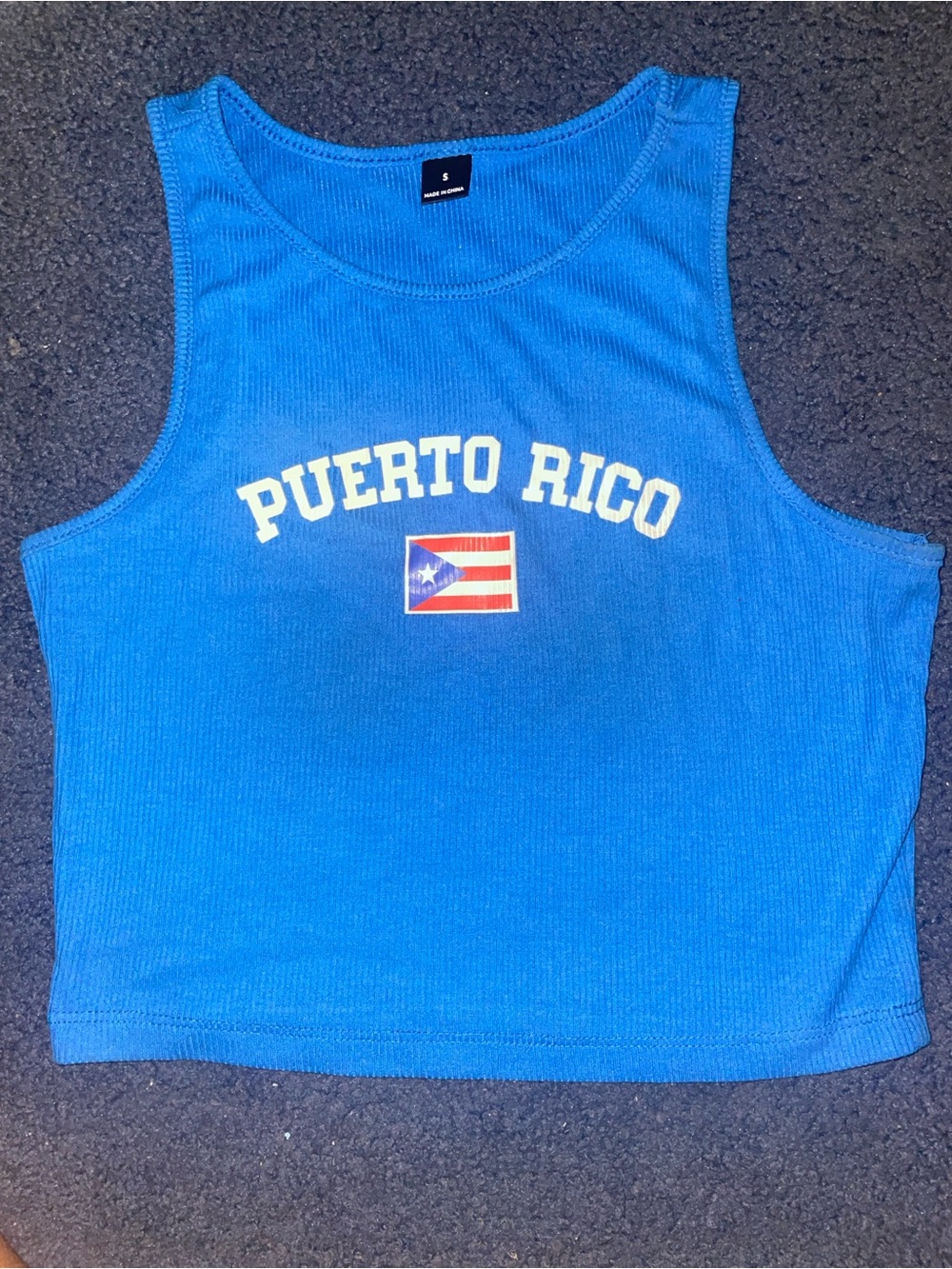 Puerto Rico Blue Ribbed Tank Top